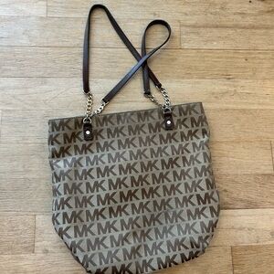 Michael Kors Tan and Brown Logo Tote